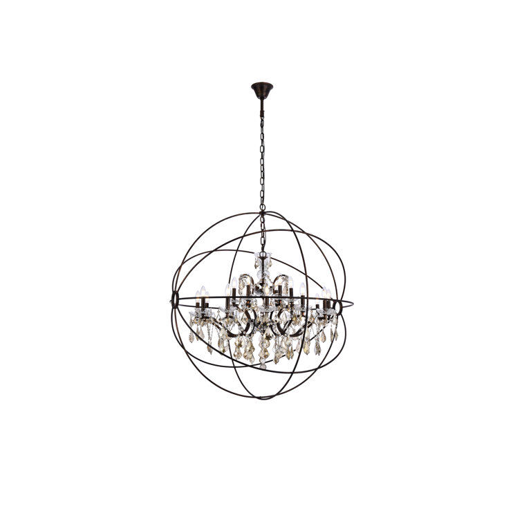 Geneva Dark Bronze 18-Light Crystal Globe Chandelier