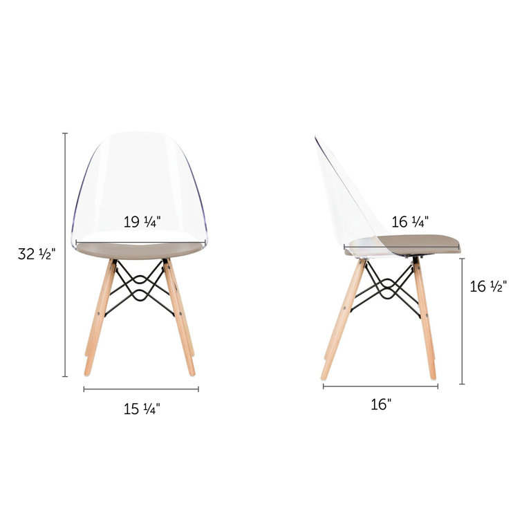 Soft Gray Clear Plastic and Wood Office Chair
