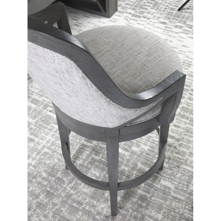 Gray Wood Upholstered Swivel Counter Stool
