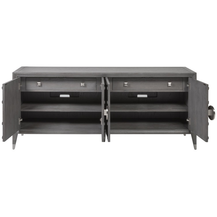 Appellation Transitional 68'' Gray Media Console with Cabinet