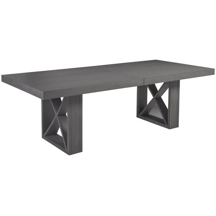 Transitional Gray Reclaimed Wood Extendable Dining Table