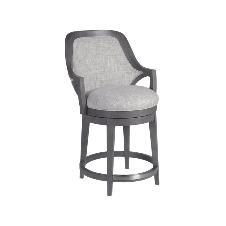 Gray Wood Upholstered Swivel Counter Stool