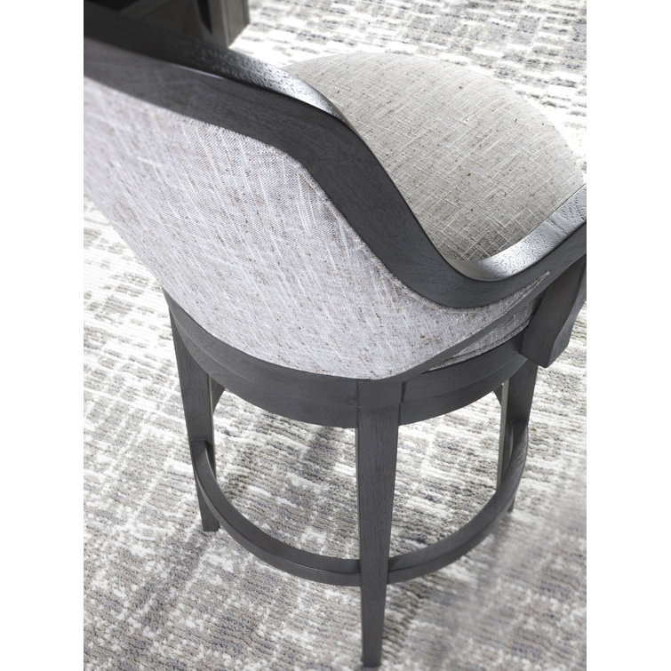 Gray Wood Upholstered Swivel Counter Stool
