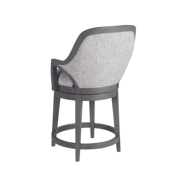 Gray Wood Upholstered Swivel Counter Stool