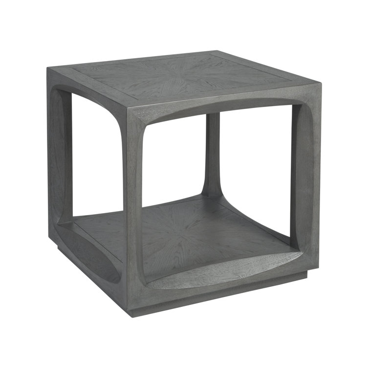 Elliptical Elegance Medium Gray Square Wood End Table