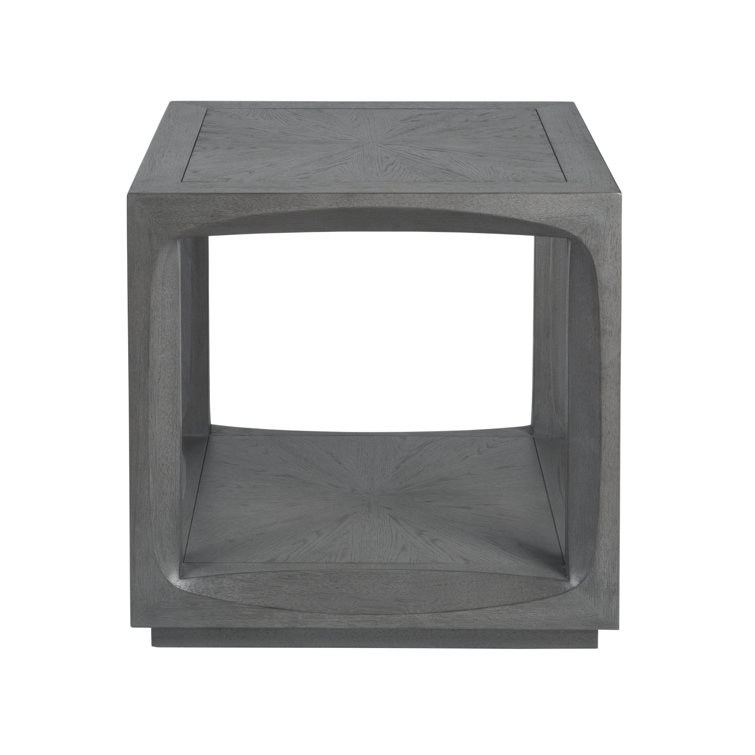 Elliptical Elegance Medium Gray Square Wood End Table