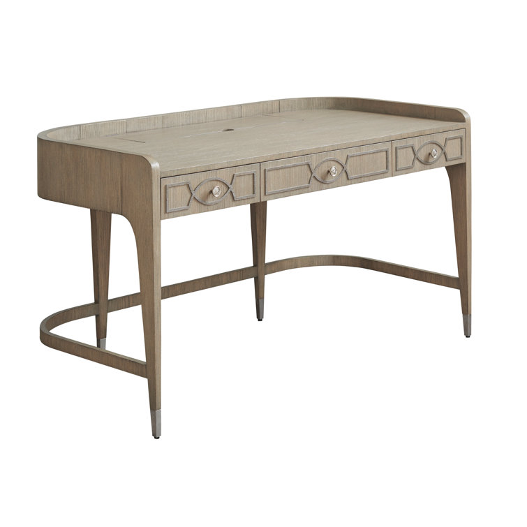 Gray Wood Transitional Home Office Desk with Drawers