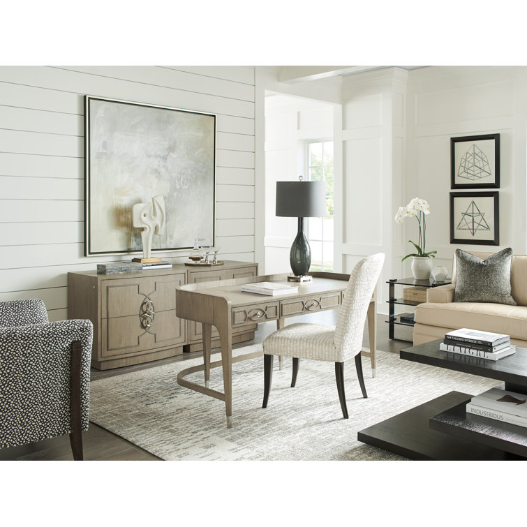 Gray Wood Transitional Home Office Desk with Drawers