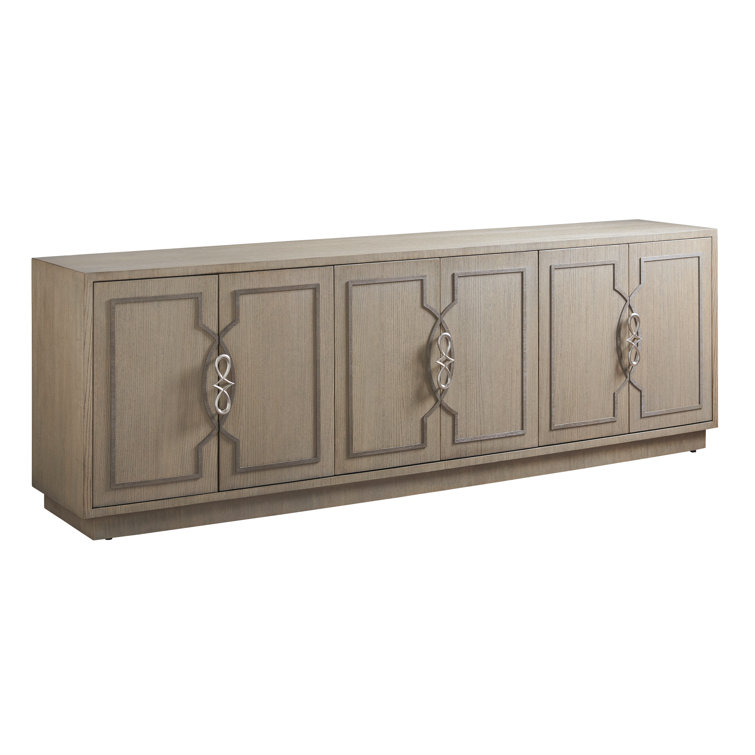 Gray Ash Veneer Transitional Media Console with Cabinet