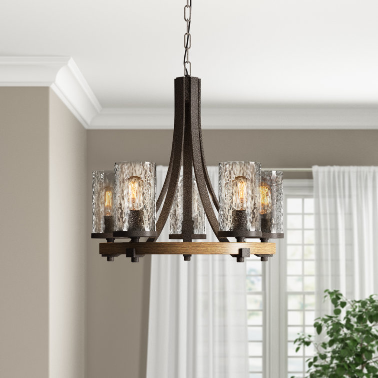 Angelo Distressed Oak & Slate Grey 5-Light Chandelier