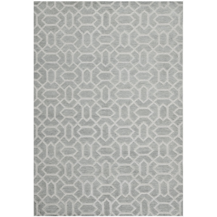 Santa Fe Light Grey 6' x 9' Hand-Knotted Wool Geometric Rug