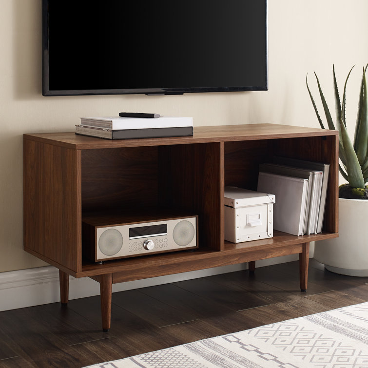 Liam Mid-Century Walnut Record Storage Console - 45in