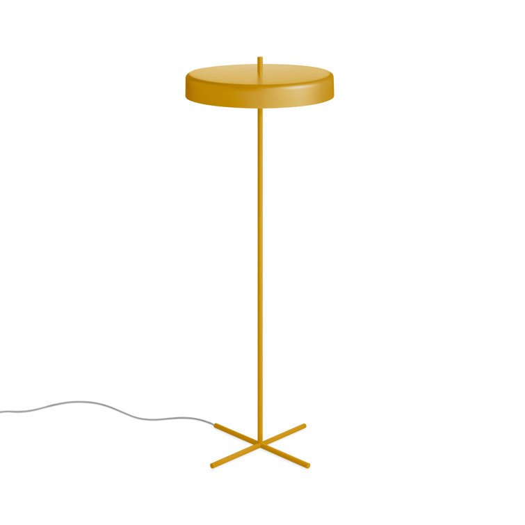 Mustard Powder-Coated Metal Floor Lamp with Minimalist Design