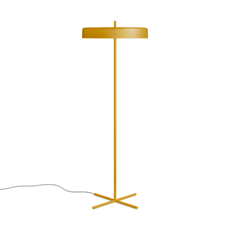 Mustard Powder-Coated Metal Floor Lamp with Minimalist Design