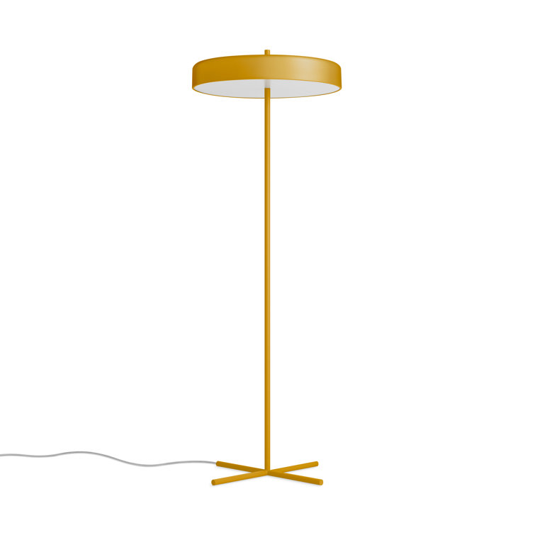 Mustard Powder-Coated Metal Floor Lamp with Minimalist Design