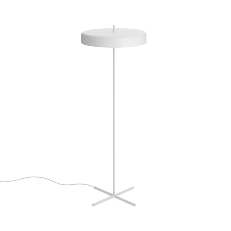 White Powder-Coated Metal Bobber Floor Lamp