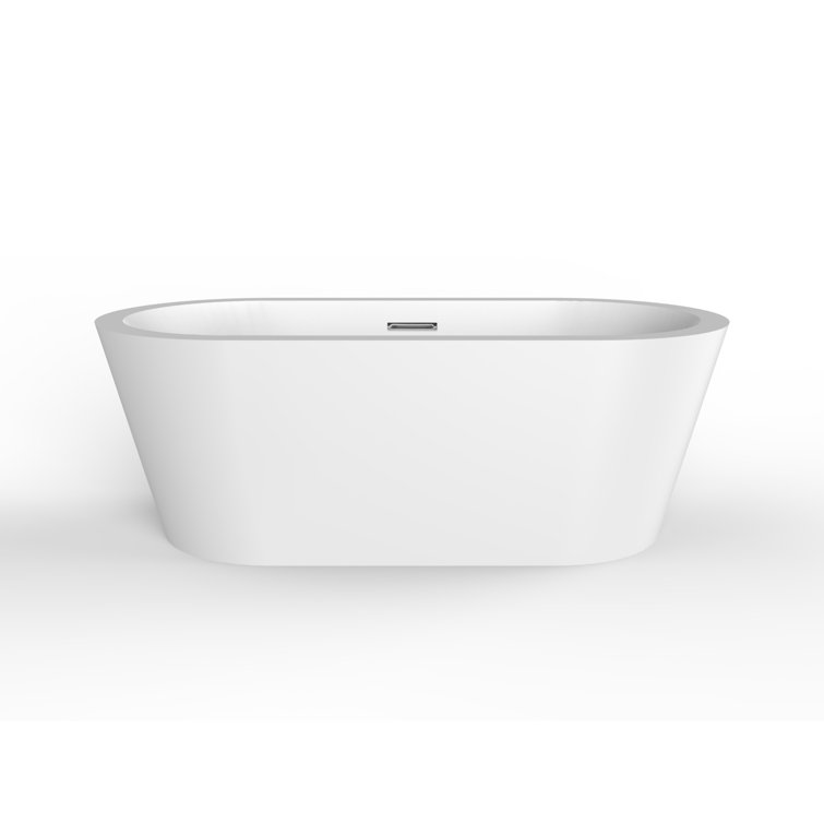 Pelham 64.75'' White Freestanding Acrylic Soaking Bathtub