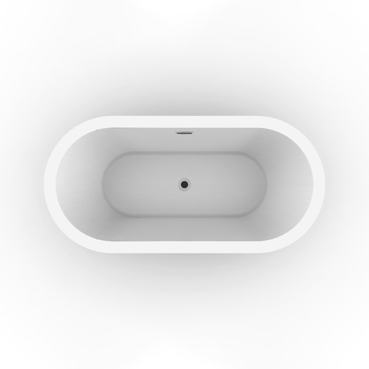 Pelham 64.75'' White Freestanding Acrylic Soaking Bathtub
