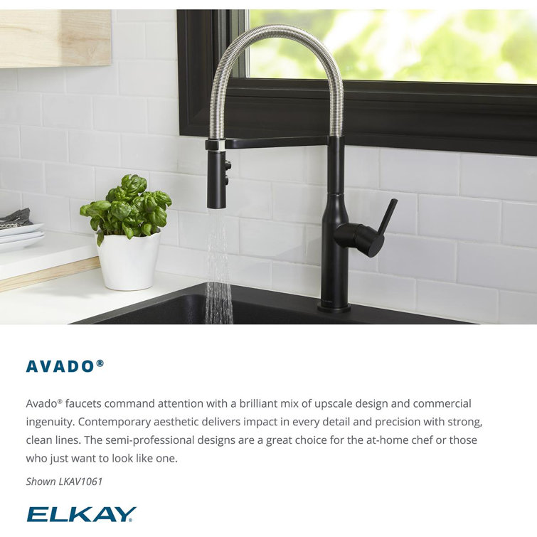 Elkay Avado Chrome Single Hole Bar Faucet with Pull-out Spray