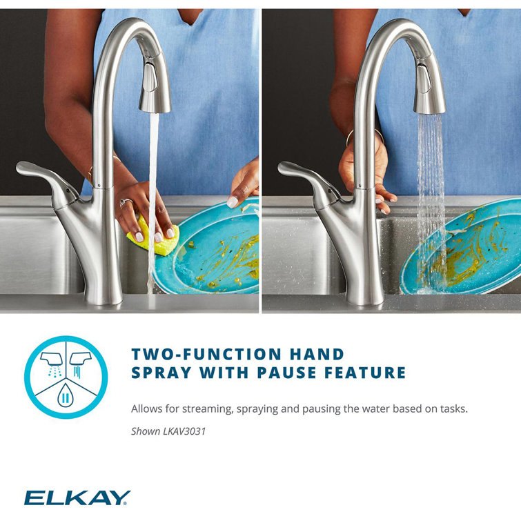 Lustrous Steel Pull-Down Single Handle Kitchen Faucet