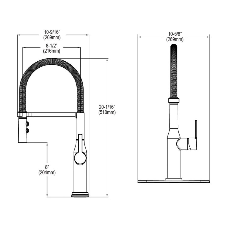 Lustrous Steel Pull-Down Single Handle Kitchen Faucet