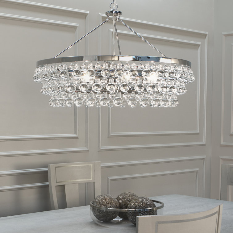 Elegant Bling 6-Light Geometric Nickel & Crystal Chandelier