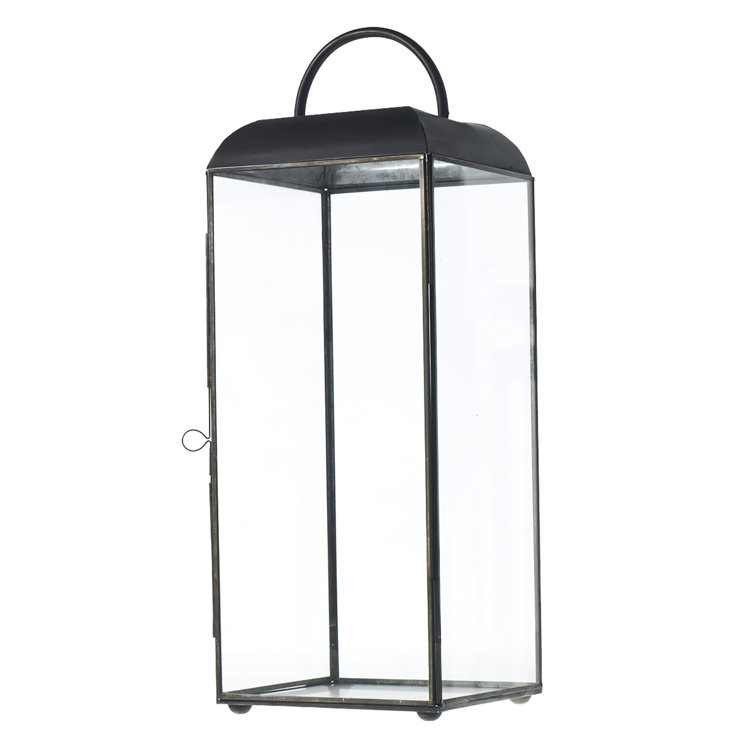 Black Metal and Glass Hanging Outdoor Lantern
