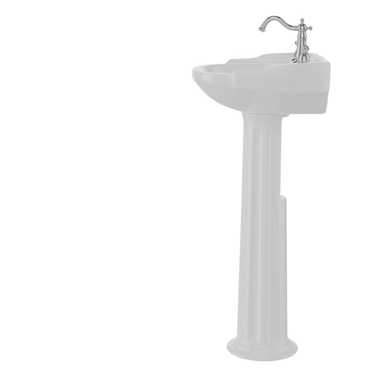 White Vitreous China Oval Pedestal Sink with Overflow