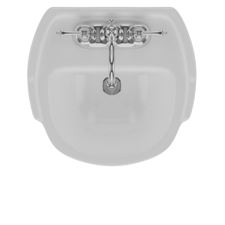 White Vitreous China Oval Pedestal Sink with Overflow