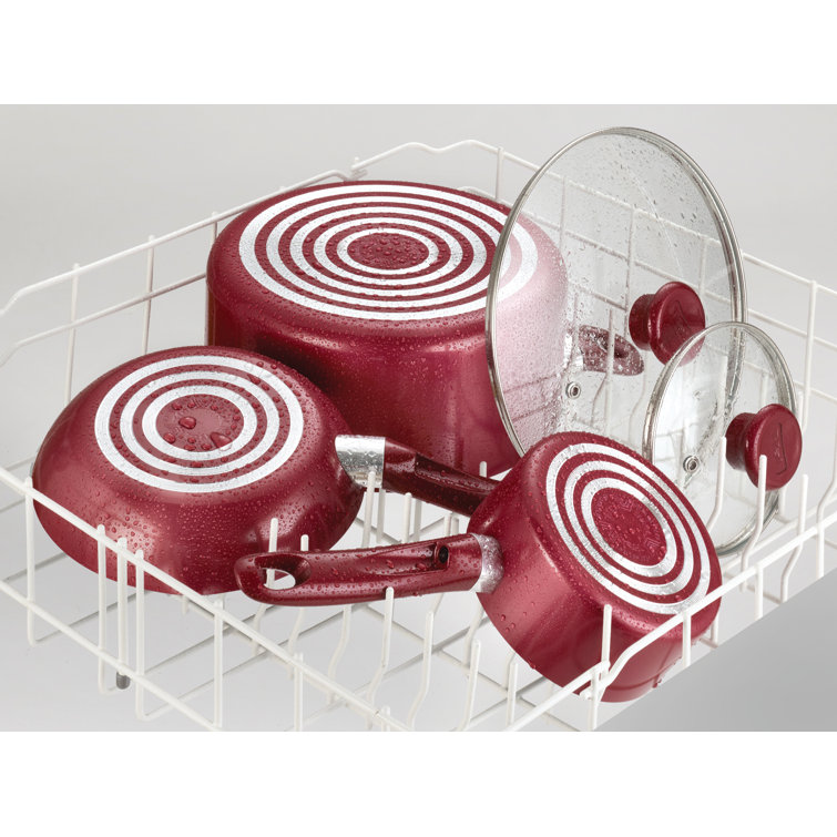 14-Piece Red and Black Aluminum Nonstick Cookware Set