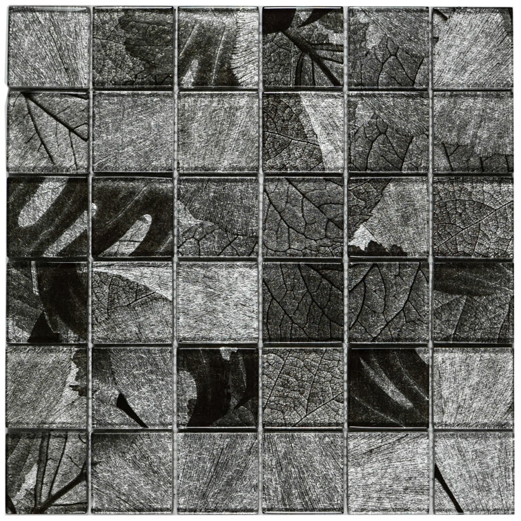 Gray 2" x 2" Glass Grid Mosaic Wall Tile