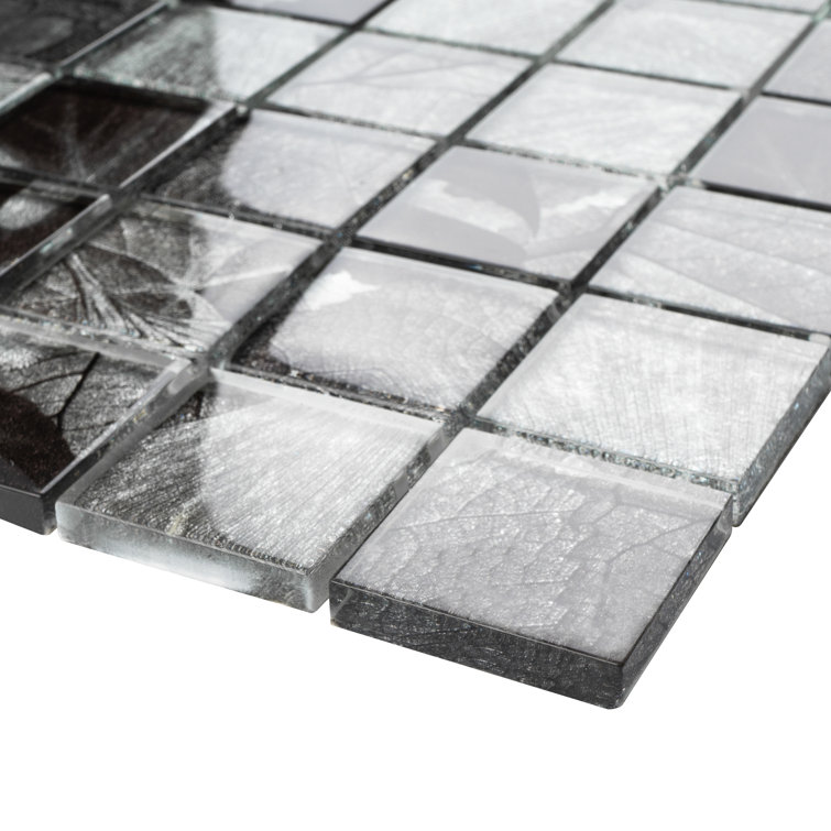 Gray 2" x 2" Glass Grid Mosaic Wall Tile