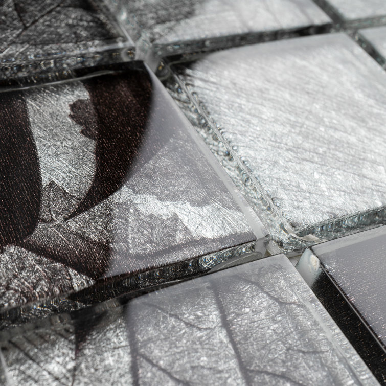 Gray 2" x 2" Glass Grid Mosaic Wall Tile