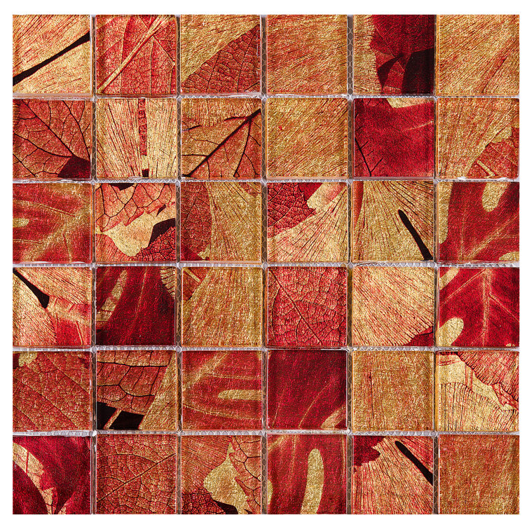 Season Red and Gold Glass Mosaic Wall Tile
