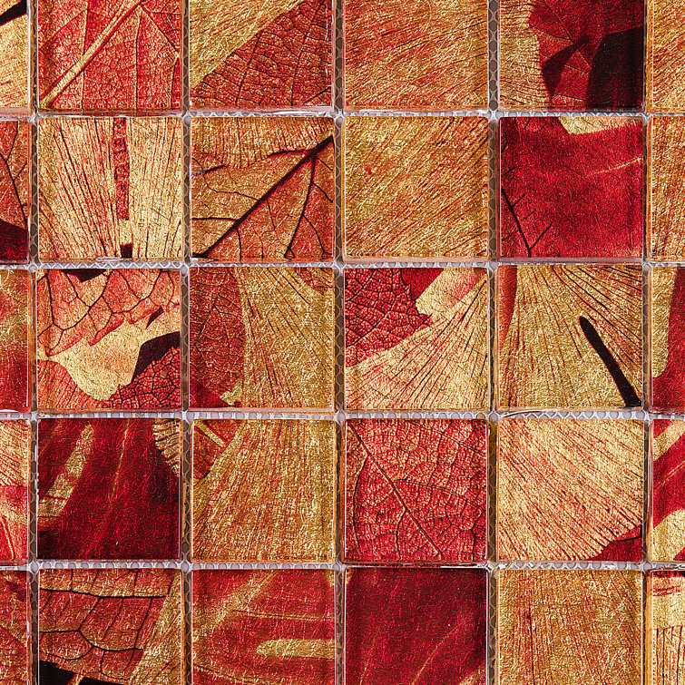 Season Red and Gold Glass Mosaic Wall Tile