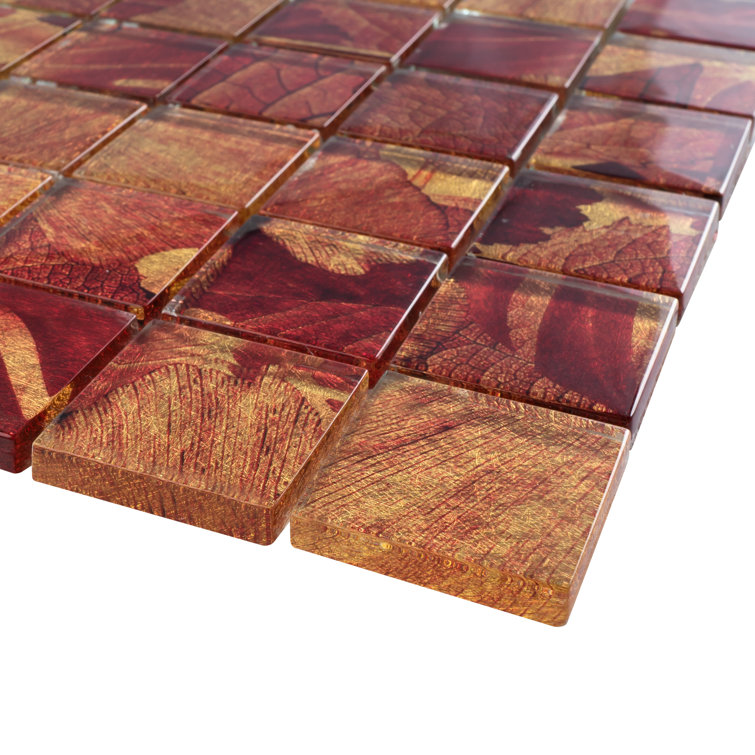 Season Red and Gold Glass Mosaic Wall Tile