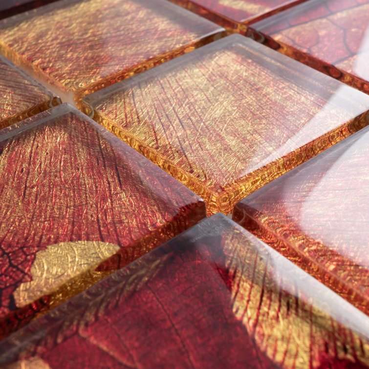Season Red and Gold Glass Mosaic Wall Tile