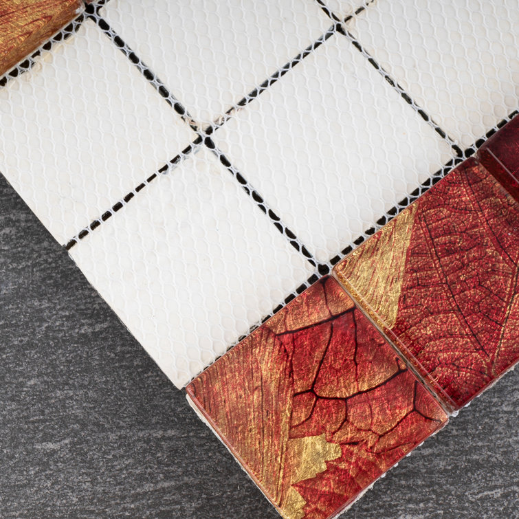 Season Red and Gold Glass Mosaic Wall Tile