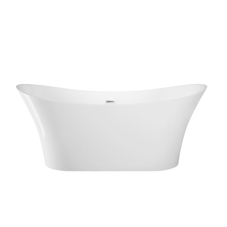 Nydia 72'' White Freestanding Acrylic Soaking Bathtub