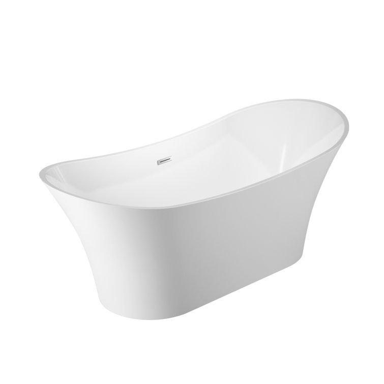 Nydia 72'' White Freestanding Acrylic Soaking Bathtub