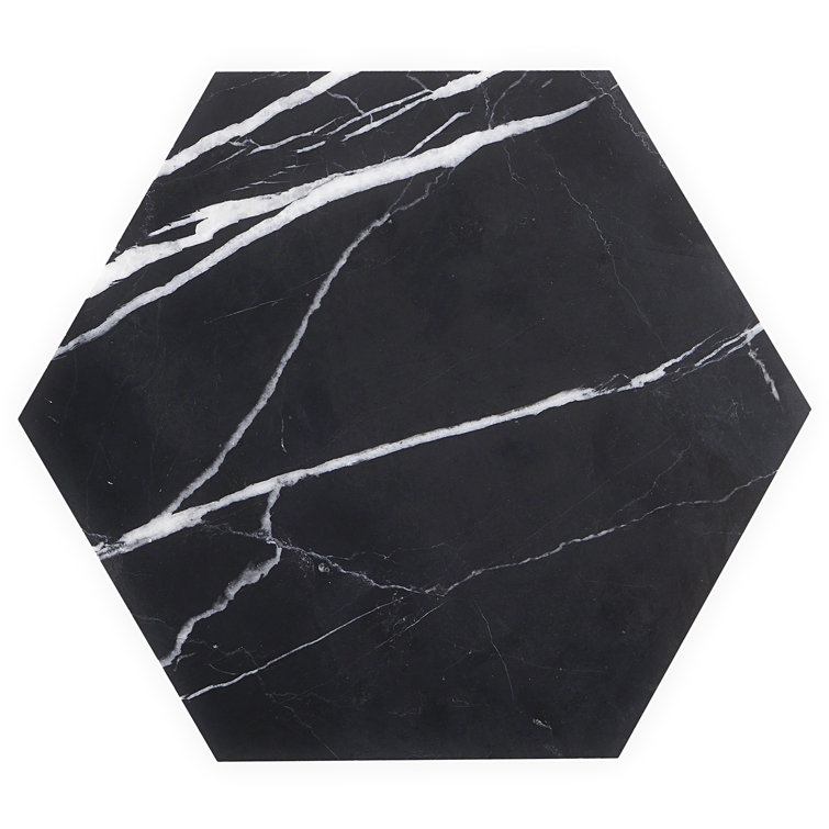 Black Hexagon Nero Marquina Marble Tile 10x10