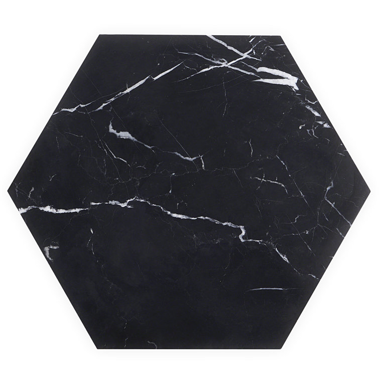Black Hexagon Nero Marquina Marble Tile 10x10