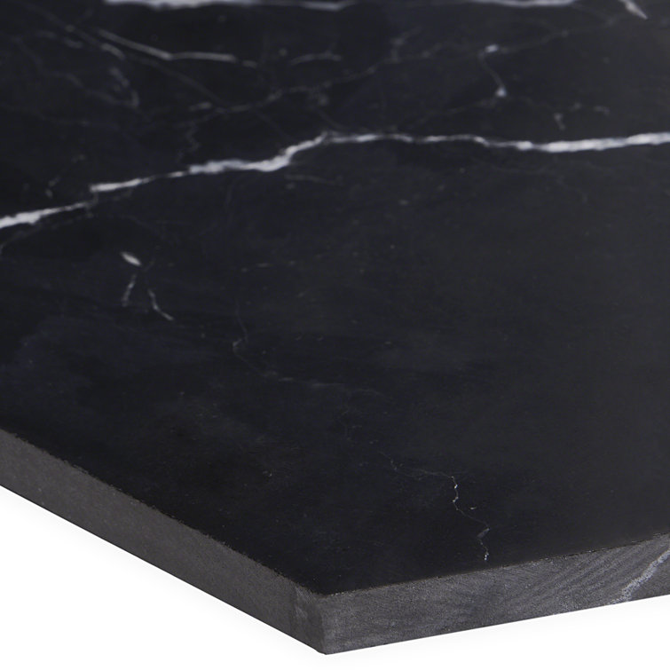 Black Hexagon Nero Marquina Marble Tile 10x10