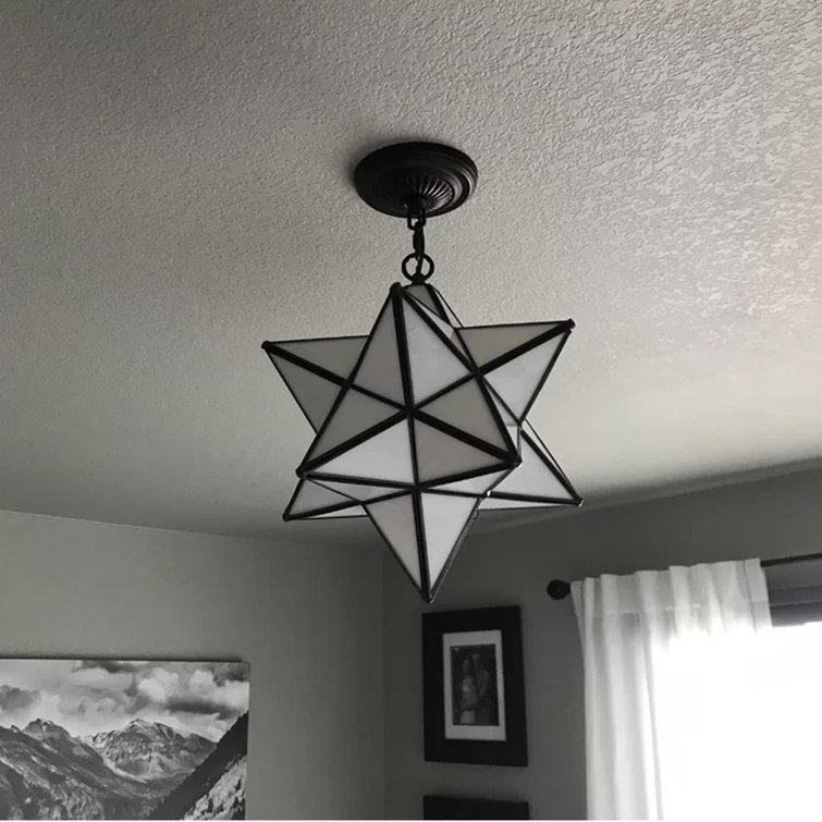 12" Brown and Glass Moravian Star Pendant Light