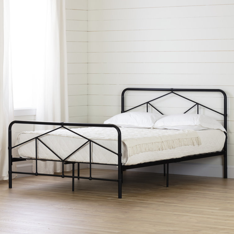 Sazena Full Matte Black Geometric Metal Platform Bed