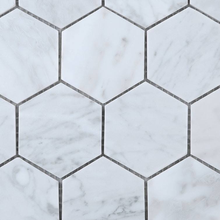White Carrara Marble Hexagon Mosaic Wall Tile Sheet