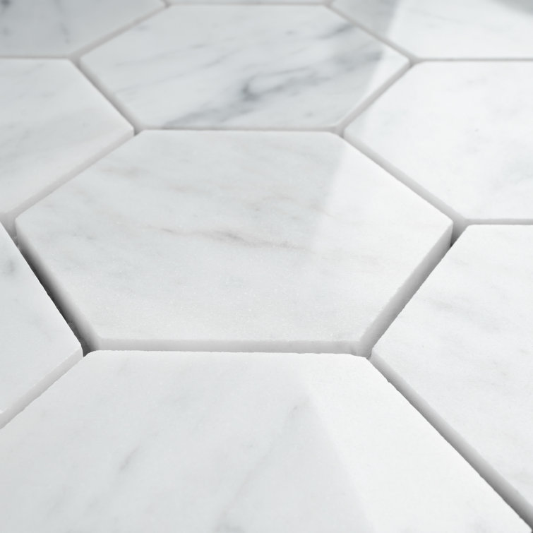 White Carrara Marble Hexagon Mosaic Wall Tile Sheet