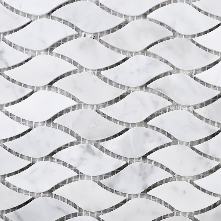 White Carrara Marble Look Honed Mosaic Wall Tile Sheet