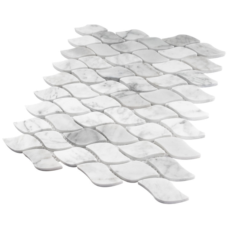 White Carrara Marble Look Honed Mosaic Wall Tile Sheet