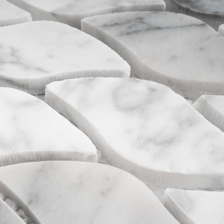 White Carrara Marble Look Honed Mosaic Wall Tile Sheet